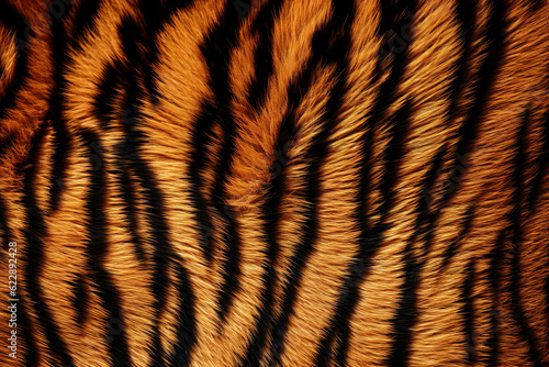 Real skin texture of tiger seamless pattern. Wildlife Animals. Illustration, Generative AI.
