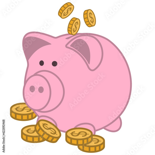 piggy bank and coins