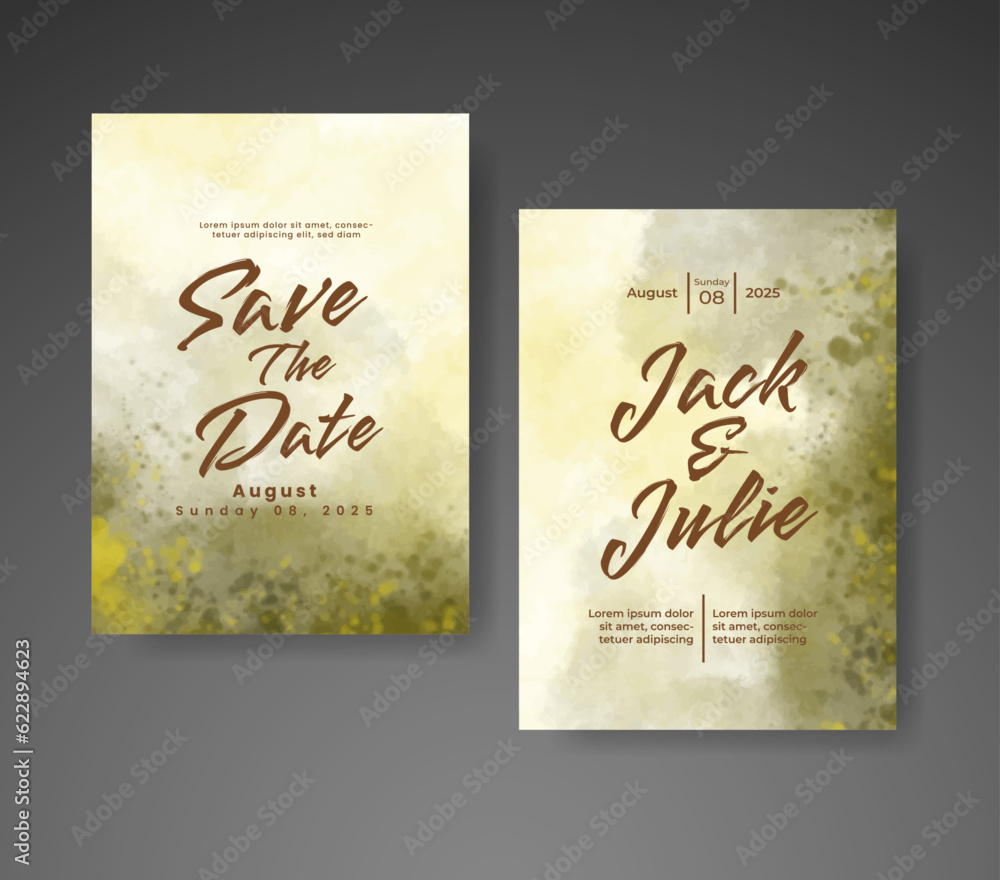 Wedding invitation with abstract watercolor background Wedding invitation with abstract watercolor background