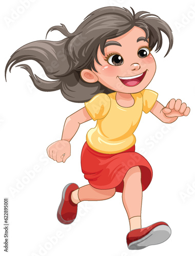 Running girl cartoon character