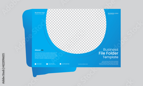 Business presentation file folder design template.corporate office with blue color