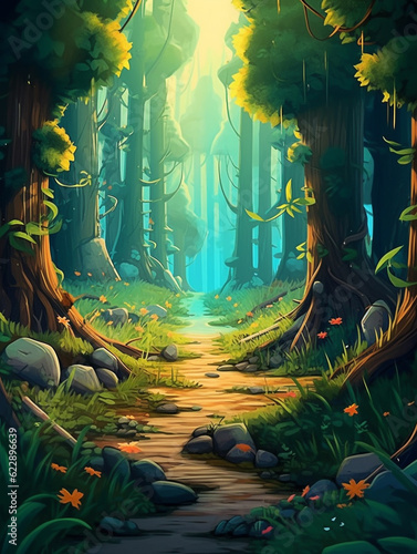 Path in Forest Nature Illustration