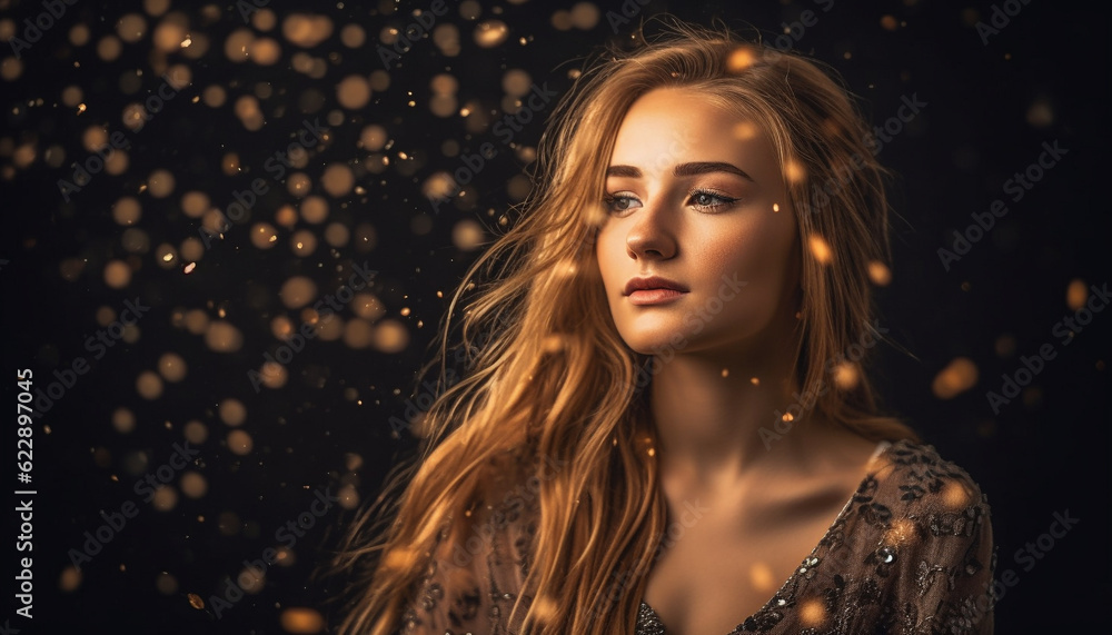 Beautiful young woman exudes elegance and sensuality generated by AI Beautiful young woman exudes elegance and sensuality generated by AI
