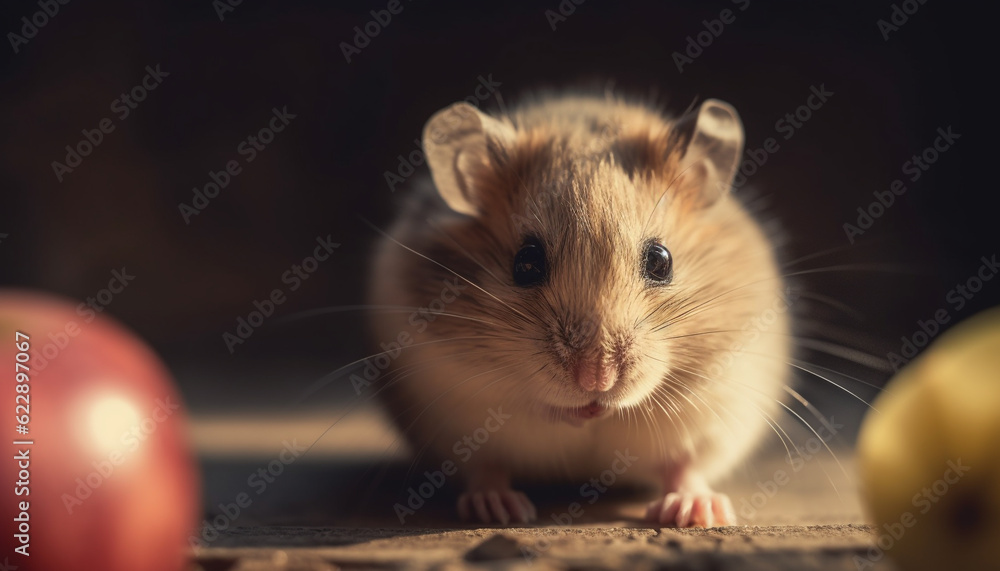 Fluffy rodent with cute whiskers and fur generated by AI Fluffy rodent with cute whiskers and fur generated by AI