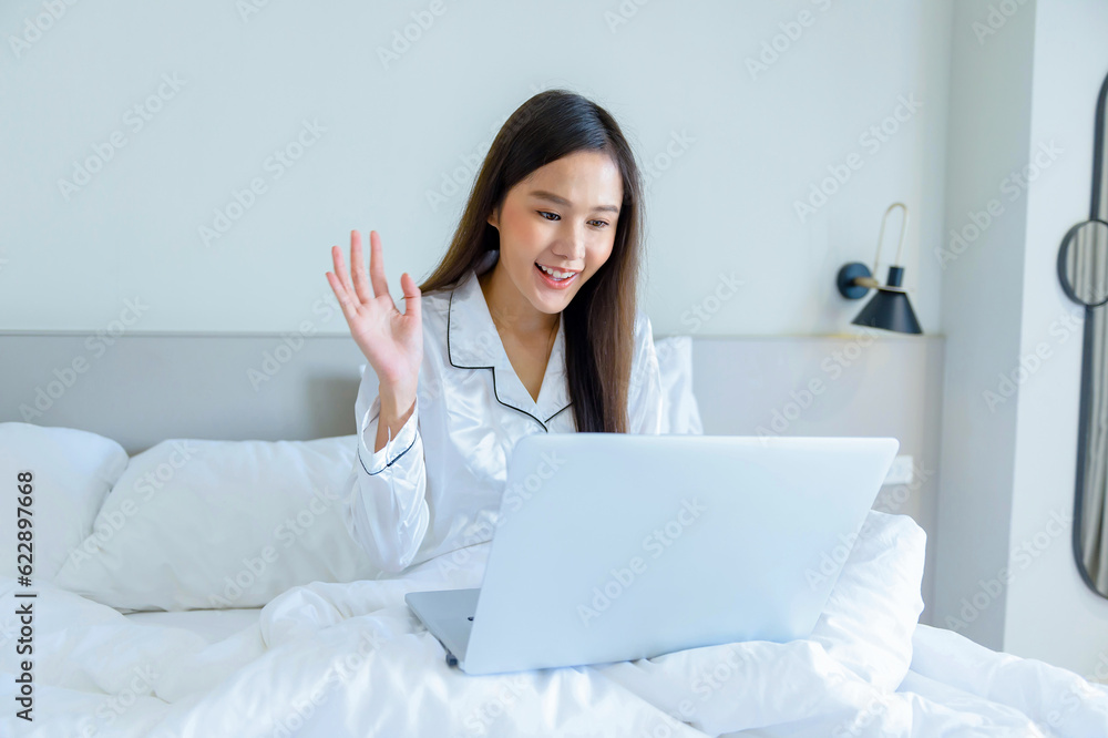 A beautiful Asian girl, bright, sleeping at night, waking up in the morning, doing activities on the bed portrait Asian woman in the bedroom and bathroom activities A beautiful Asian girl, bright, sleeping at night, waking up in the morning, doing activities on the bed portrait Asian woman in the bedroom and bathroom activities