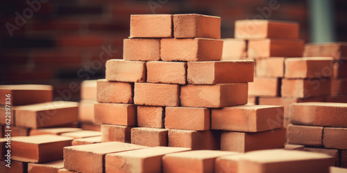 Stack of bricks at construction  Generative AI