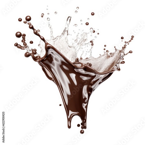 Chocolate splash isolated on white background.