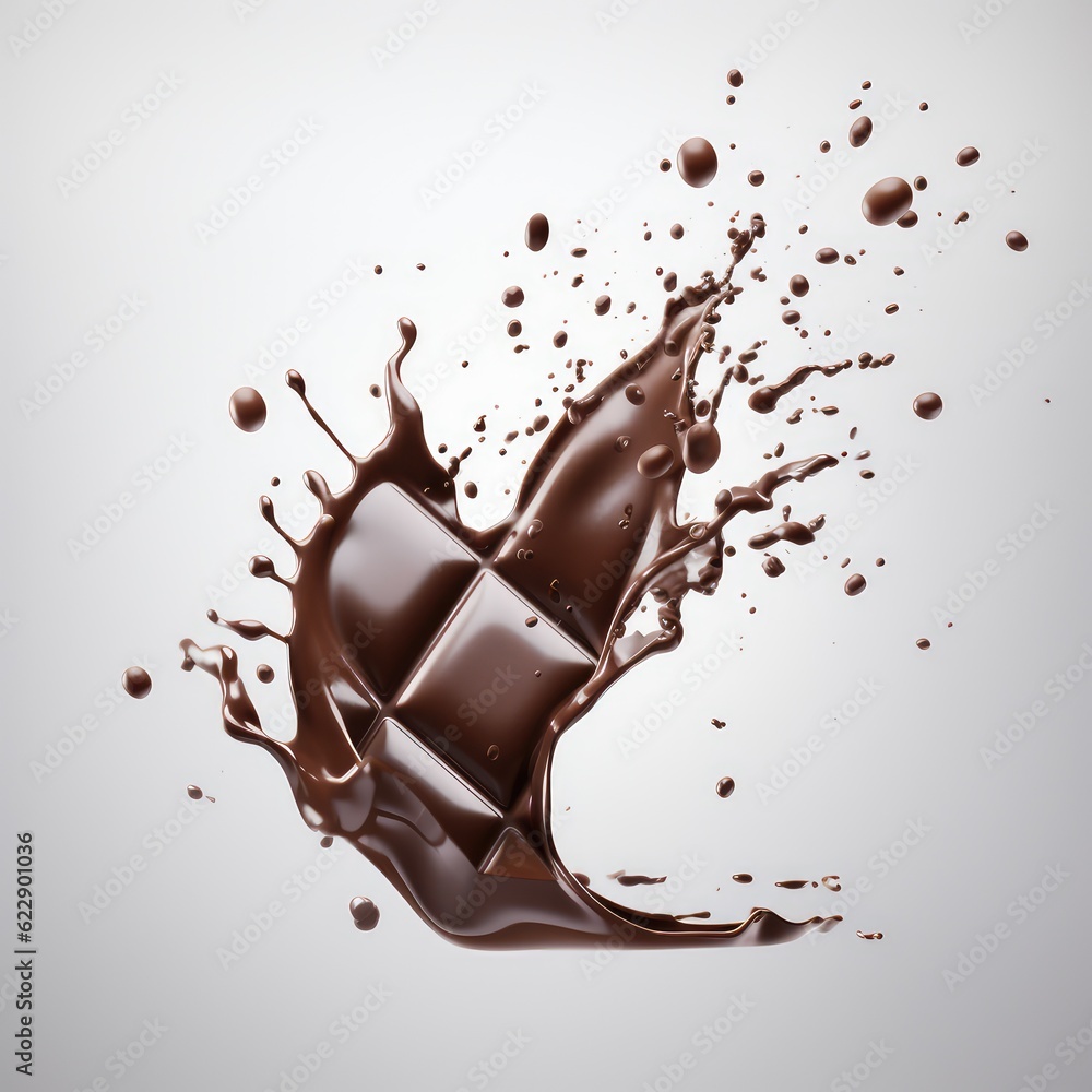 Chocolate splashes in spiral shape on a white background. Chocolate splashes in spiral shape on a white background.
