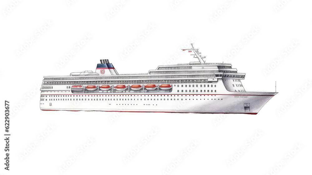 Watercolor set of sea cruise. Hand drawn clipart, transparent background