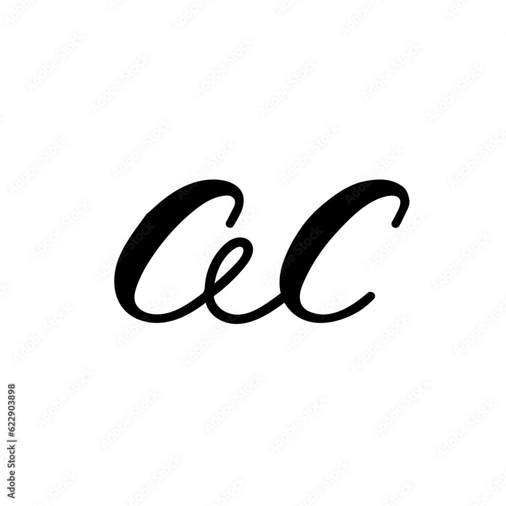 a c initials. text business logo. combined cursive letters. simple monochrome monogram. brand identity. handwritten sign. vector symbol. logotype template. black and white image a c initials. text business logo. combined cursive letters. simple monochrome monogram. brand identity. handwritten sign. vector symbol. logotype template. black and white image