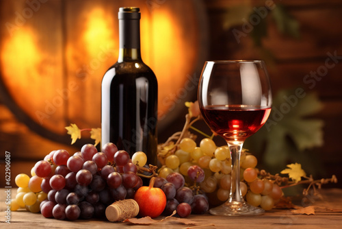 drink liquid wine background glass beverage grape alcohol winery food bottle. Generative AI.