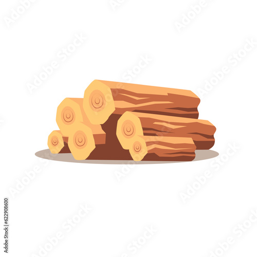 Stacked wood for construction building, flat design style vector