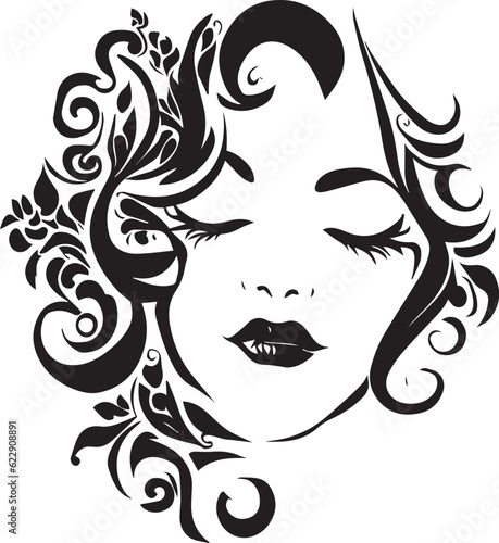 Women face tattoo design vector illustration black color