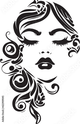 Women face tattoo design vector illustration black color