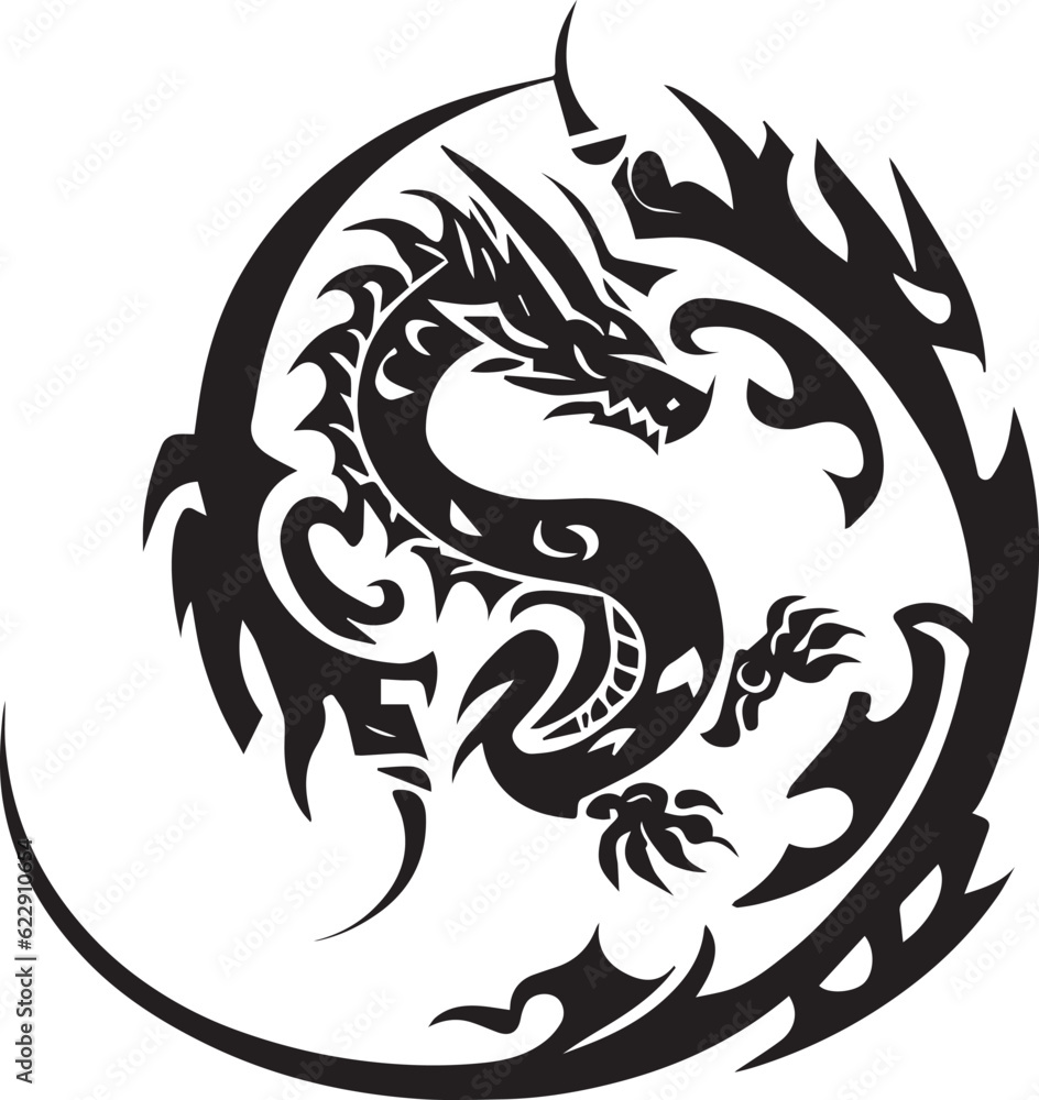 Fototapeta premium Dragon tattoo design illustration vector