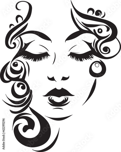 Women face tattoo design vector illustration black color