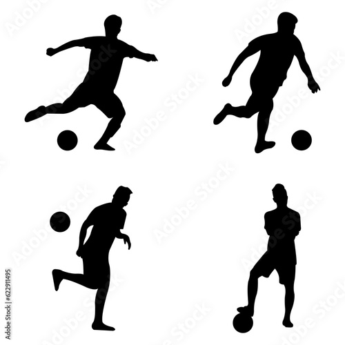 Football Player Silhouette. A set of soccer vector set, soccer players. Vector Illustration © Denu Studios