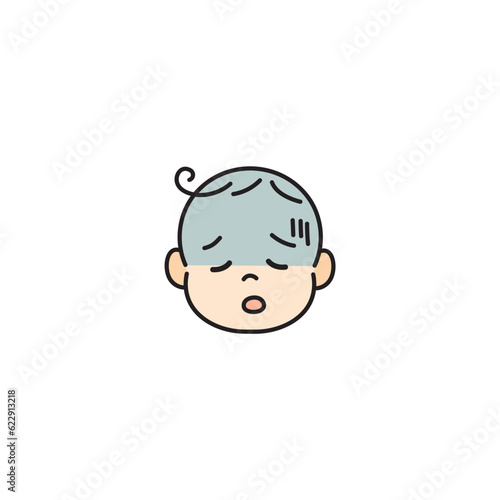 赤ちゃん　ベビー　顔　イラスト　アイコン　体調不良　ぐったり