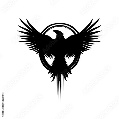 Silhouette of a raven on a white background, vector illustration.