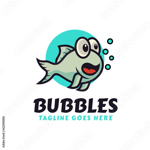 Vector Logo Illustration Bubbles Mascot Cartoon Style.