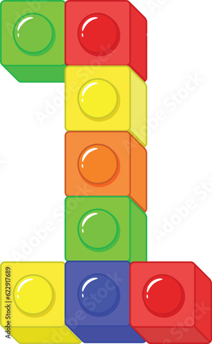 blocks Number 1 in colorful blocks drawing