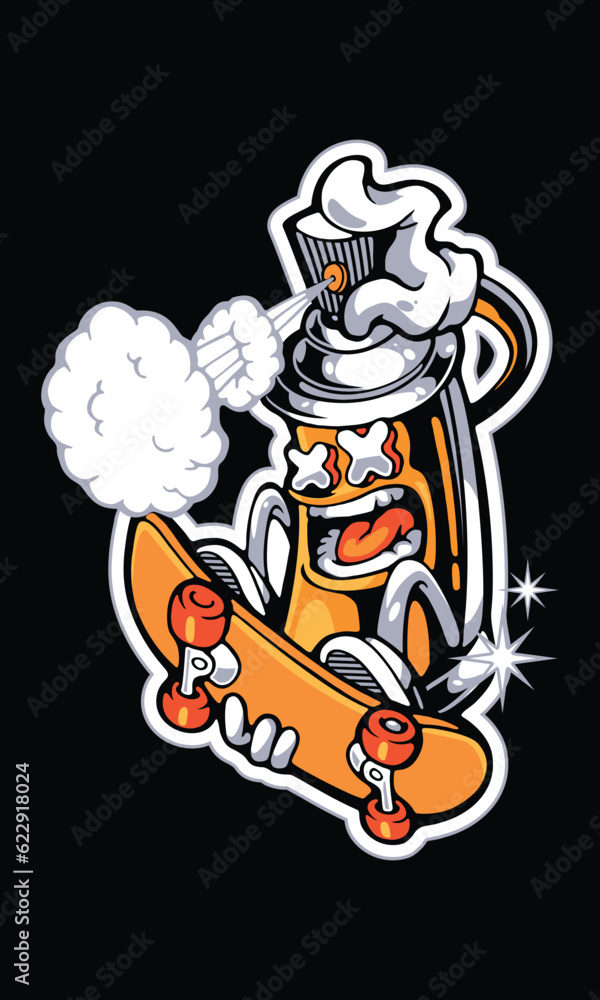 spray paint character illustration ride a skateboard cute style design for t shirt sticker logo spray paint character illustration ride a skateboard cute style design for t shirt sticker logo