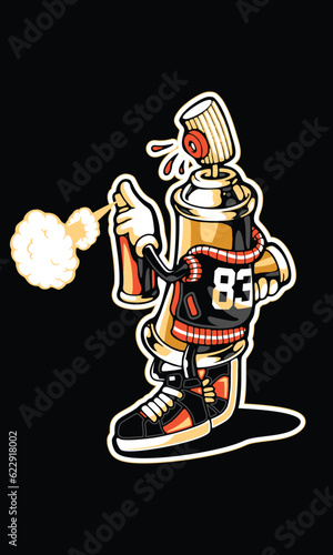 illustration vector graphic of cartoon character Graffiti bomber spray character