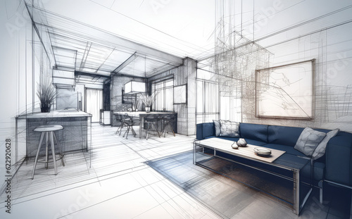 3d renderings of an interior home home drawings  generative AI