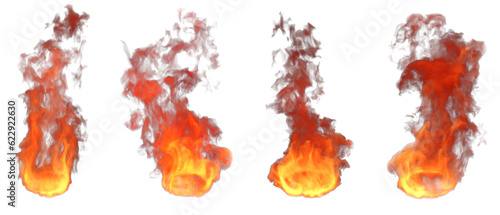 Bild auf Leinwand Isolate blazing fire flame shapes collection on transparent backgrounds png