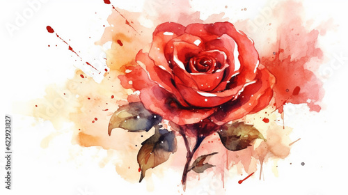 there is a watercolor painting of a rose on a white background. generative ai.