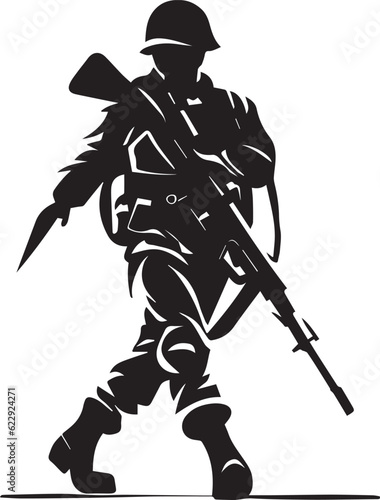 Soldier vector tattoo design illustration black color silhouette