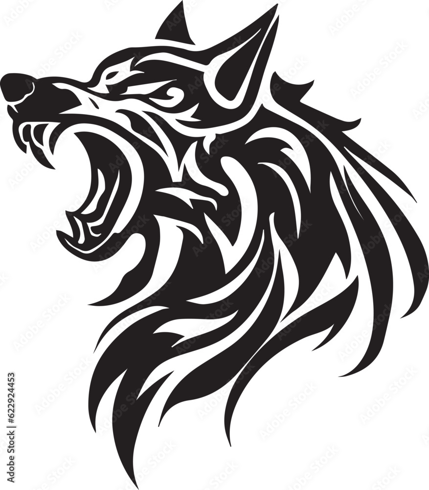 Obraz premium Wolf vector tattoo design illustration art
