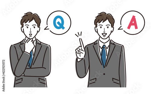 ビジネスマンのQ&Aのセット