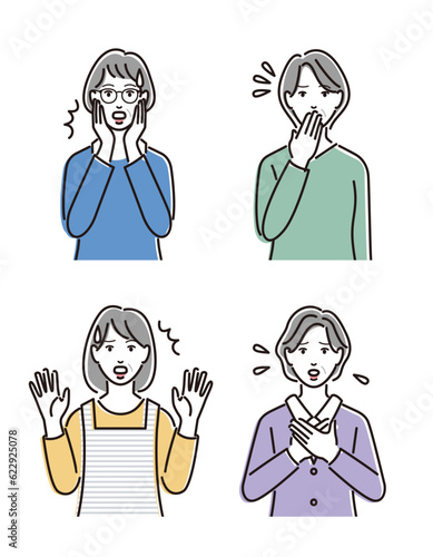 焦った表情のシニア女性