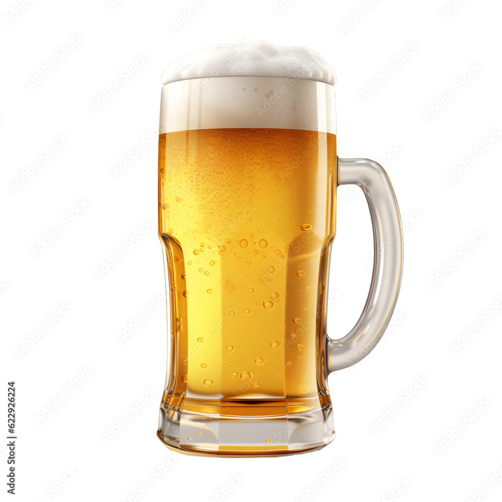 Glass of beer for advertisement isolated, generative AI Glass of beer for advertisement isolated, generative AI
