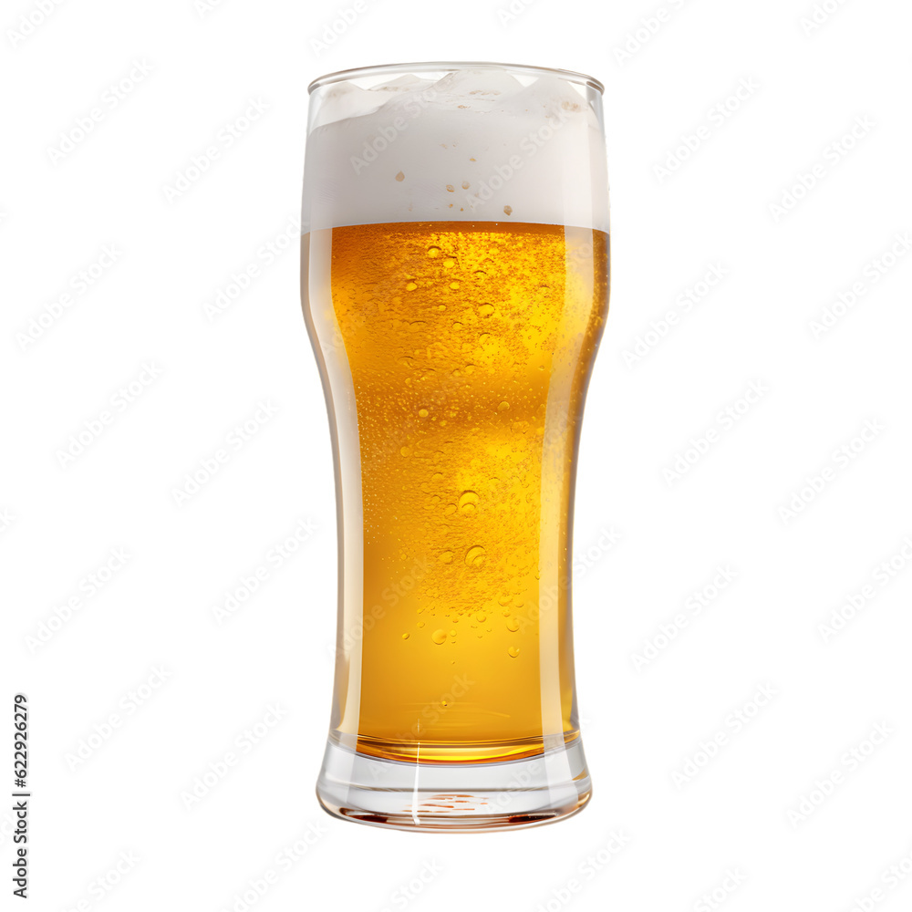 Glass of beer for advertisement isolated, generative AI Glass of beer for advertisement isolated, generative AI