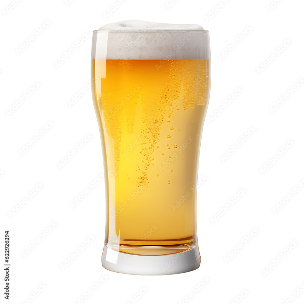 Glass of beer for advertisement isolated, generative AI Glass of beer for advertisement isolated, generative AI