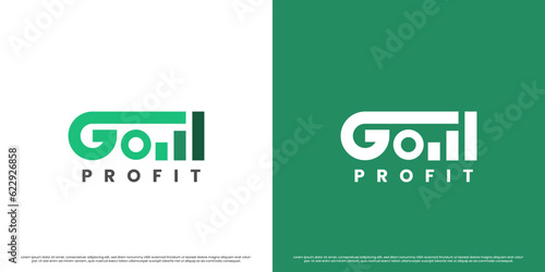 Go profit logo design illustration. Simple data icon logotype go profit diagram chart trading bar growth index traffic graph finance finance business abstract company business.