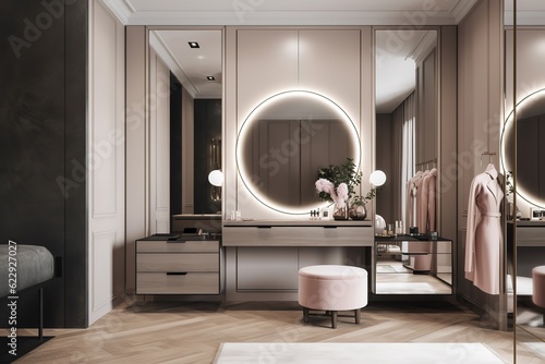 Luxury modern men dressing room. Generative AI