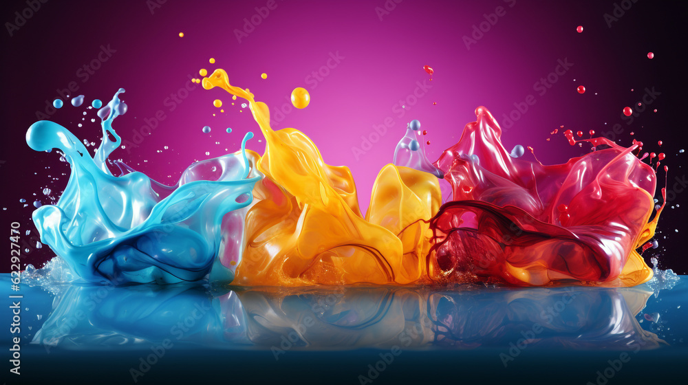 abstract background with colored splashes of water paints. Generative Ai. abstract background with colored splashes of water paints. Generative Ai.