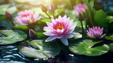 pink water lily. Generative Ai. 