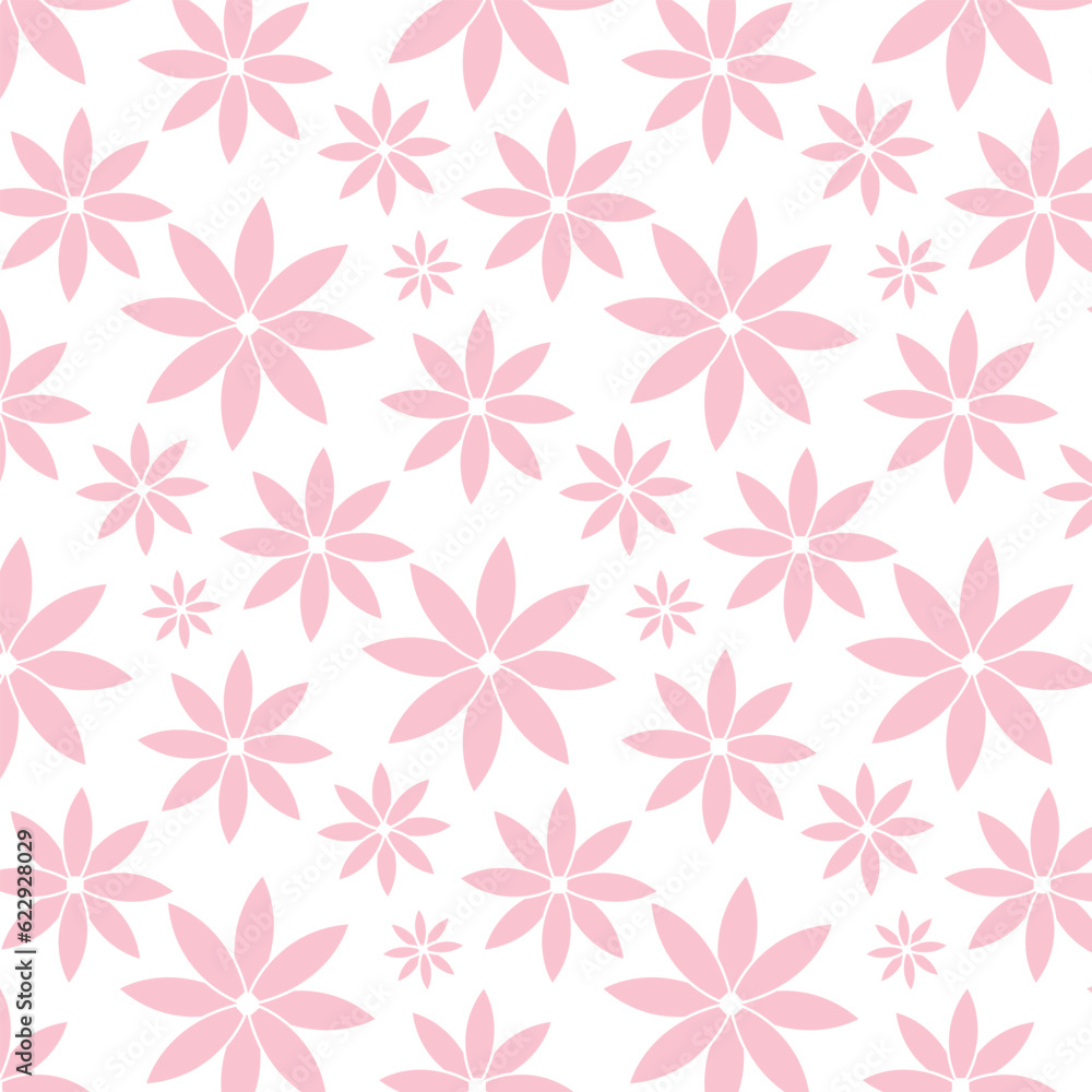 Abstract vector pattern with pink flowers on white background. Abstract vector pattern with pink flowers on white background.