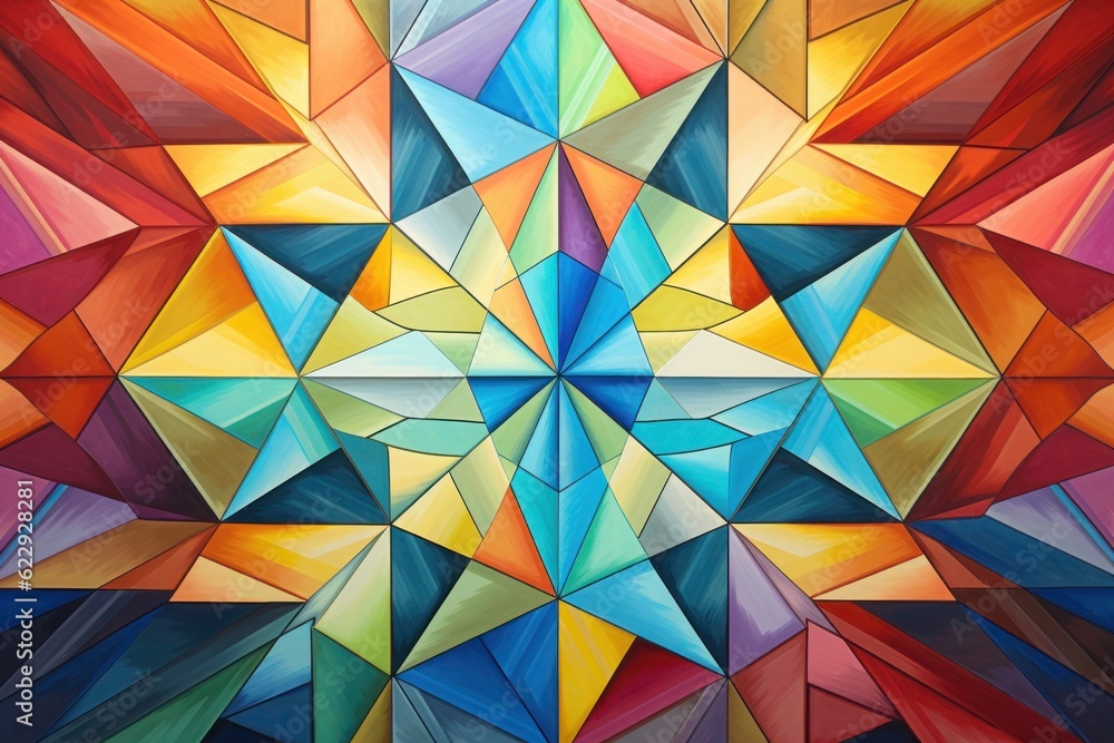 A geometric art piece showcasing the artist's fascination with shapes and symmetry. Generative AI A geometric art piece showcasing the artist's fascination with shapes and symmetry. Generative AI