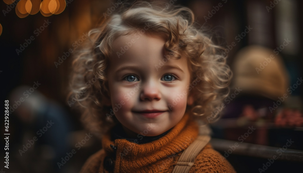 Smiling child in winter, looking at camera generated by AI Smiling child in winter, looking at camera generated by AI