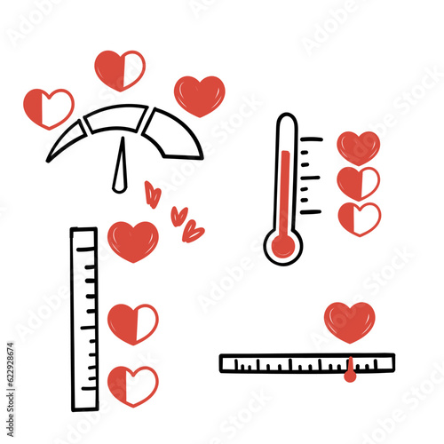 hand drawn doodle love meter indicator illustration vector