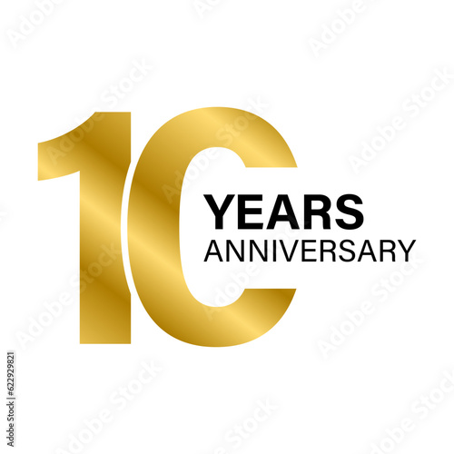 10 years anniversary gold icon vector for graphic design, logo, website, social media, mobile app, UI illustration