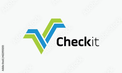 Logo vector line checklist minimalist concept design poll vote check mark button
