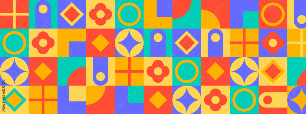 flat mosaic horizontal banners set flat mosaic horizontal banners set