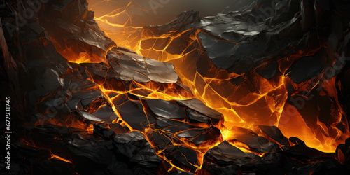Generative AI - Golden Lava and Lava Rock: Abstract Eruption of Vibrant Energy