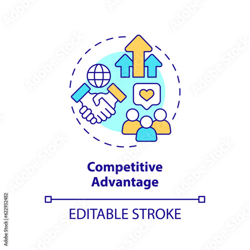 Editable competitive advantage icon, isolated vector, foreign direct investment thin line illustration.